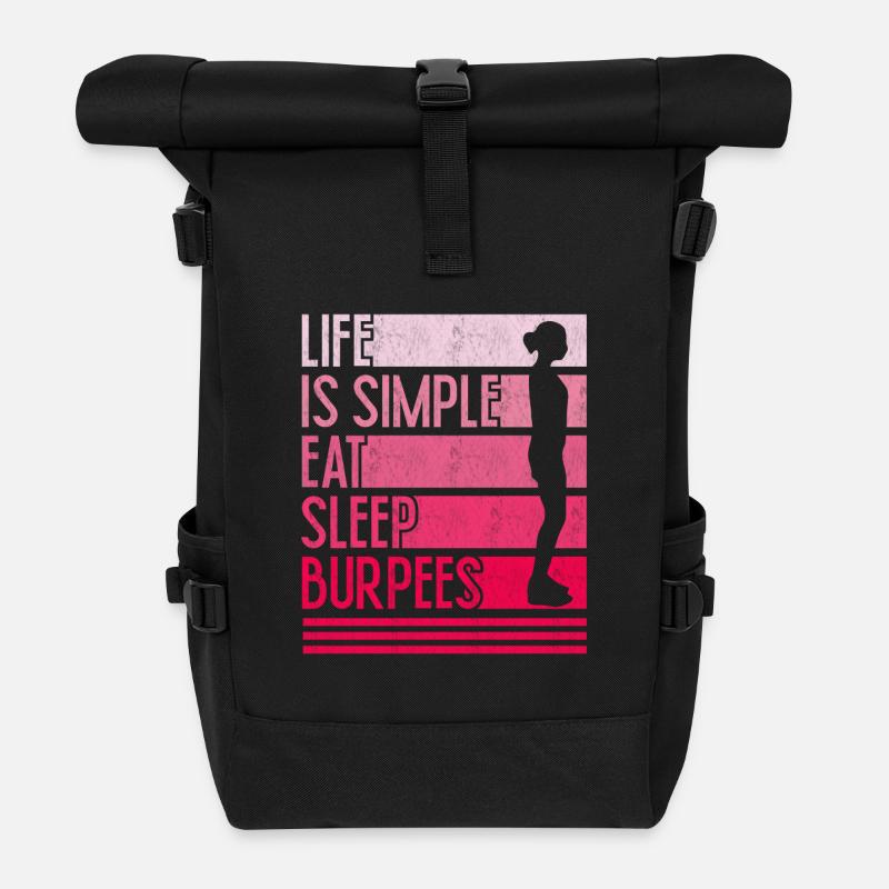 Leben ist einfach Burpees Design - Rolltop Rucksack - Schwarz
