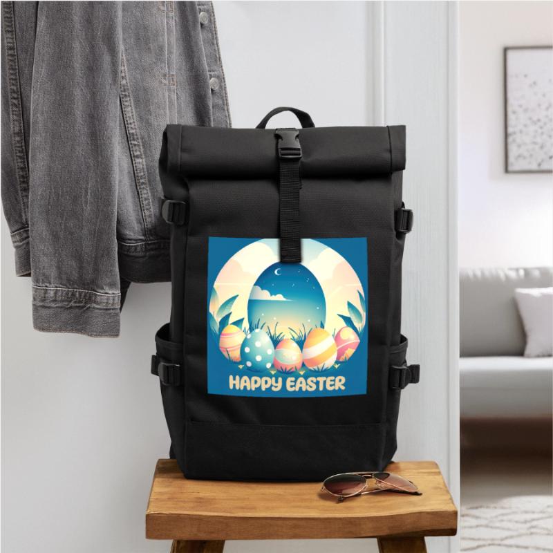 Happy Easter, Easter Egg Roll Top Backpack