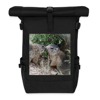 Murmeltiere 5 verschmust. Alpen Liebe und Geschenk - Rolltop Rucksack - Schwarz - Vorne