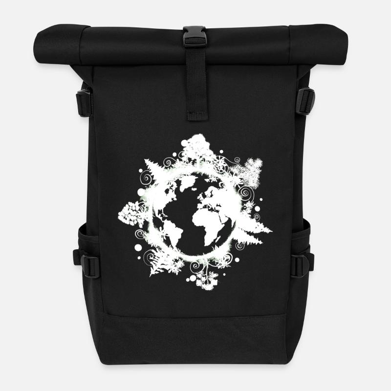 Planet Erde, Bäume, Klimaschutz, Umwelt - Rolltop Rucksack - Schwarz