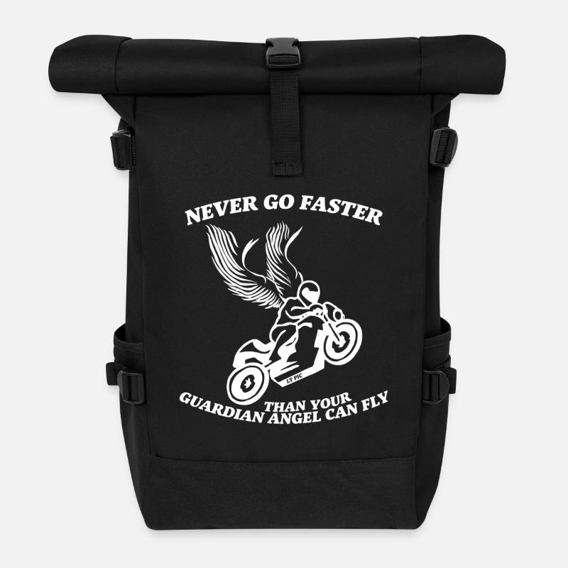 Fahre nie schneller als dein Schutzengel - Rolltop Rucksack - Schwarz