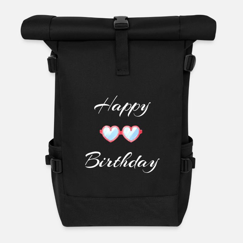 Happy Birthday Sunglasses Design - Roll Top Backpack - black