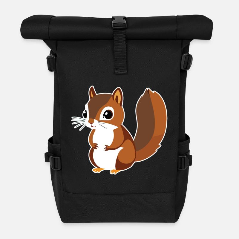 Eichhörnchen - Rolltop Rucksack - Schwarz