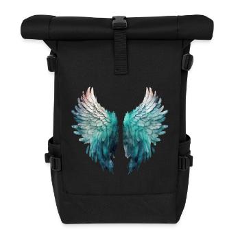 Painted Aquatic Angel Wings - Roll Top Backpack - black - Front