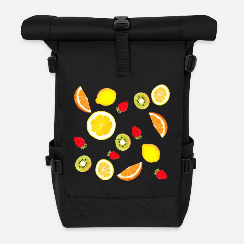 Assortment of fresh fruit - Roll Top Backpack - black