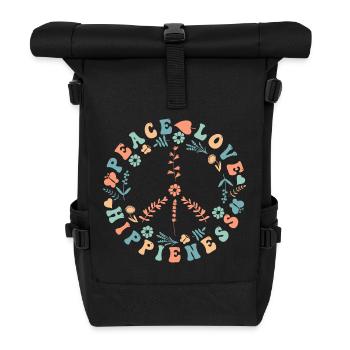Peace Love Hippieness - Süßes Hippie Peace-Zeichen - Rolltop Rucksack - Schwarz - Vorne