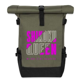 Shih Poo Königin - Rolltop Rucksack - Olive/Schwarz - Vorne