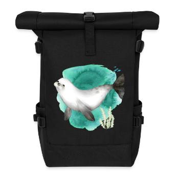 Aquarell Niedliche Robbe im Ozean - Rolltop Rucksack - Schwarz - Vorne