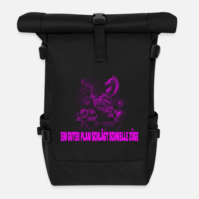 Schach Design - Rolltop Rucksack - Schwarz
