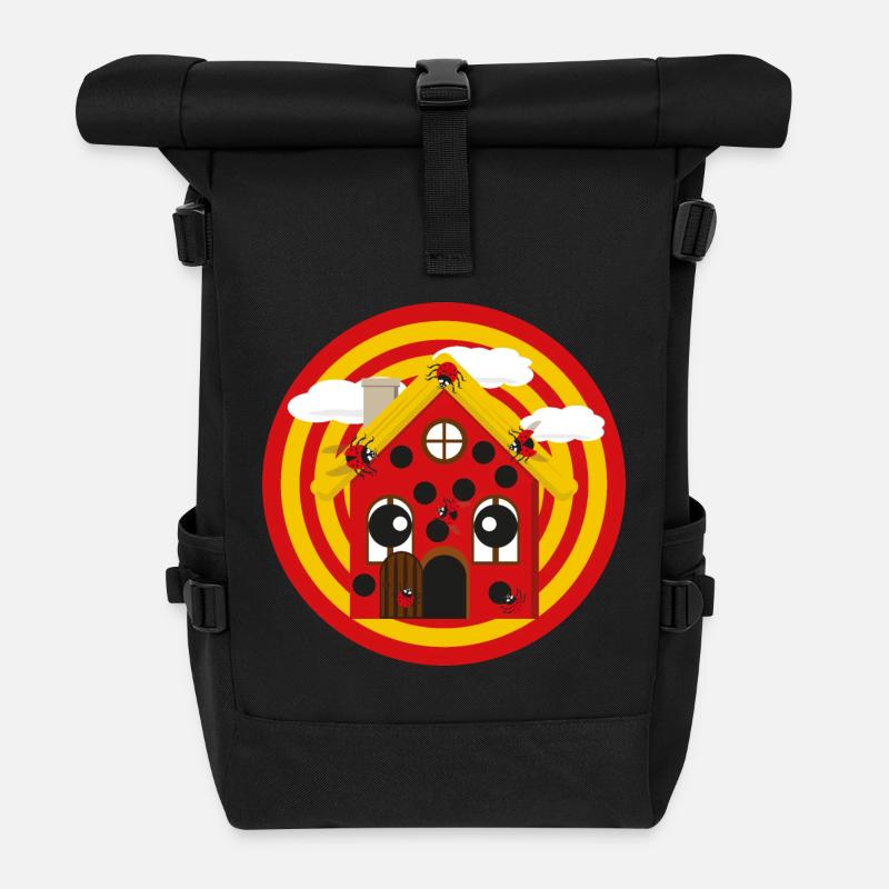 Häuschens Plausch im Frühling - Rolltop Rucksack - Schwarz