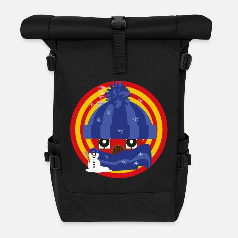 Häuschens Plausch im Winter - Rolltop Rucksack - Schwarz