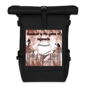 Legendäre Baseball-Illustration mit Säulenmotiv - Rolltop Rucksack - Schwarz - Vorne