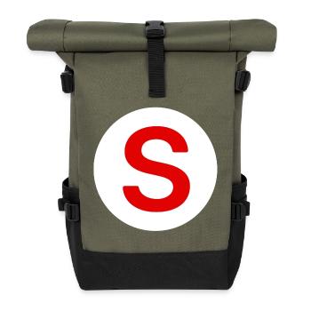Car, senior on board sticker - Roll Top Backpack - olive/black - Front