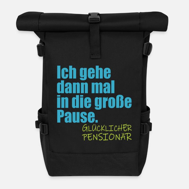Abschiedsgeschenke Pensionär Lehrer RENTE - Rolltop Rucksack - Schwarz