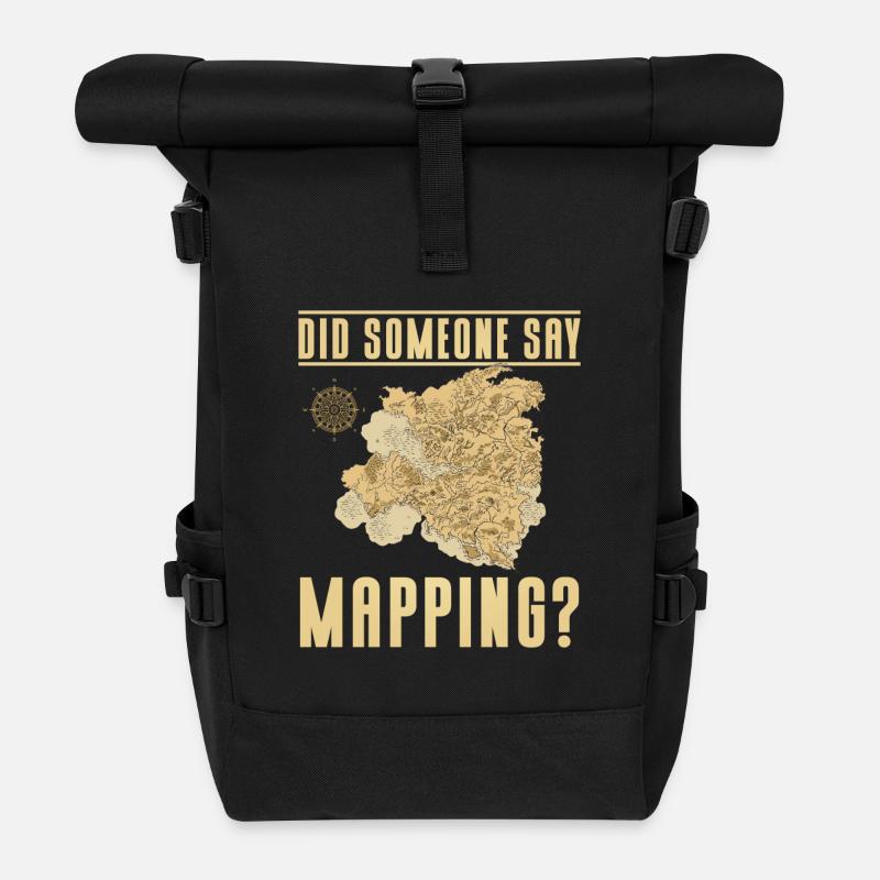 Conception cartographique - Sac à dos roll top - noir