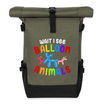 Balloon Twisting Design - Roll Top Backpack - olive/black - Front