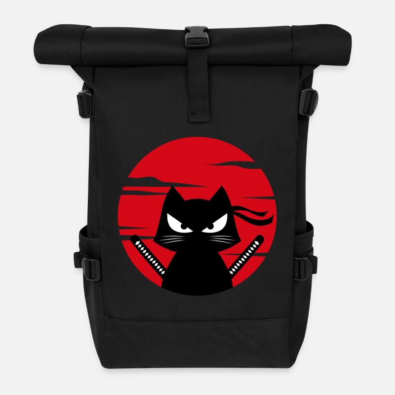 Katze Mangastyle Anime Manga Japanisch Animation - Rolltop Rucksack - Schwarz