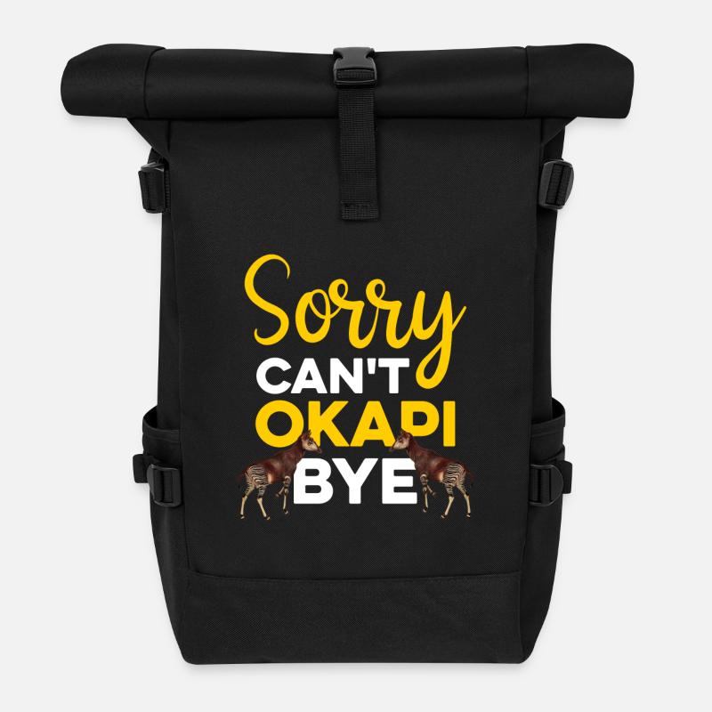 Okapi Highlights im Zoo - Rolltop Rucksack - Schwarz