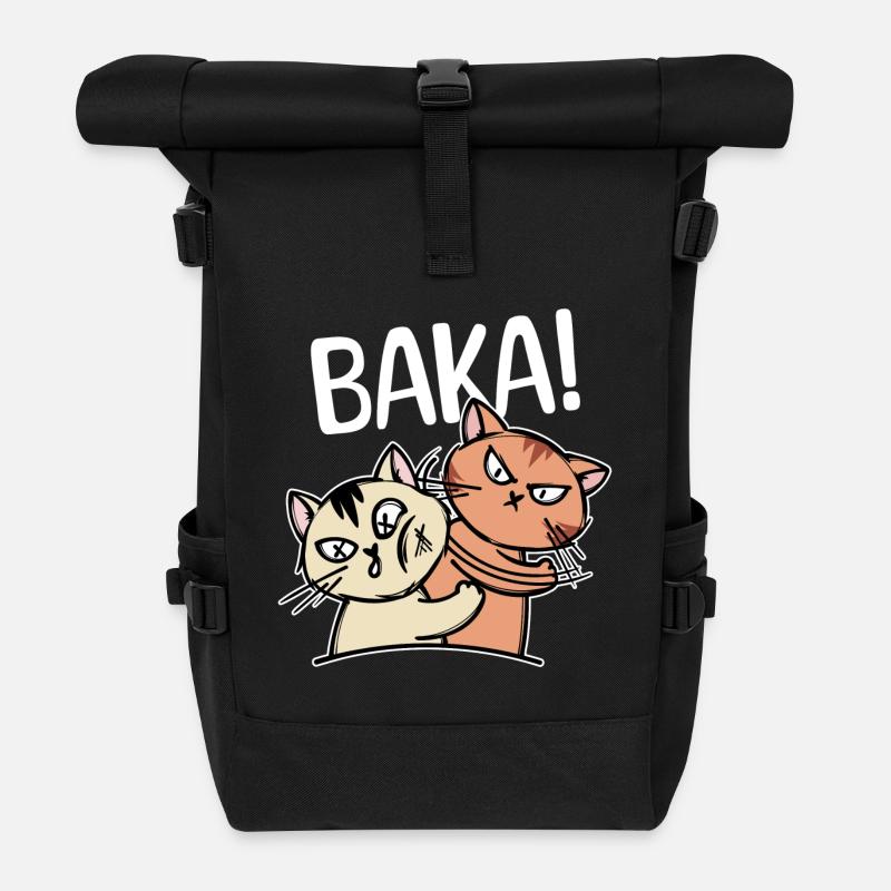 Baka Spruch Zeichentrick Katze Anime Manga Comic - Rolltop Rucksack - Schwarz
