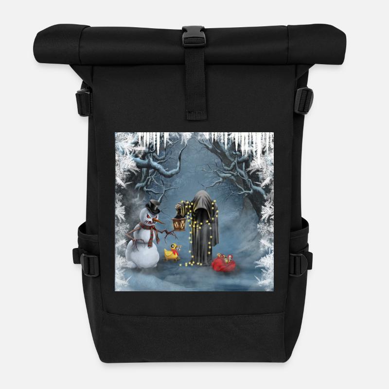Dunkle Weihnachten - Rolltop Rucksack - Schwarz