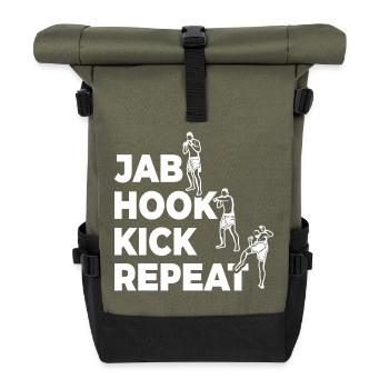 Jab Hook Kick Wiederholen - Rolltop Rucksack - Olive/Schwarz - Vorne