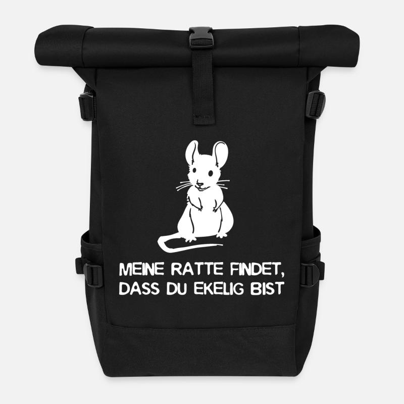 Schoßtier Ratte Statement Haustiere Heimtier - Rolltop Rucksack - Schwarz