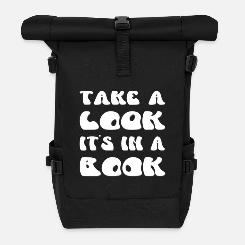 Jetez un coup d’œil, c’est dans un design rétro de livre - Sac à dos roll top - noir