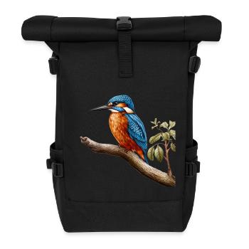 Kingfisher and Kingfisher design for bird lovers - Roll Top Backpack - black - Front