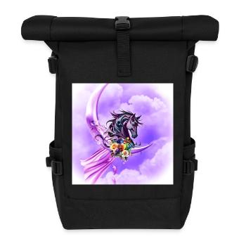 Elegantes buntes Wildpferd - Rolltop Rucksack - Schwarz - Vorne