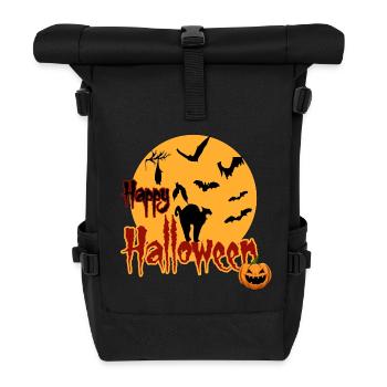 Happy Halloween Vollmond Katze - Rolltop Rucksack - Schwarz - Vorne