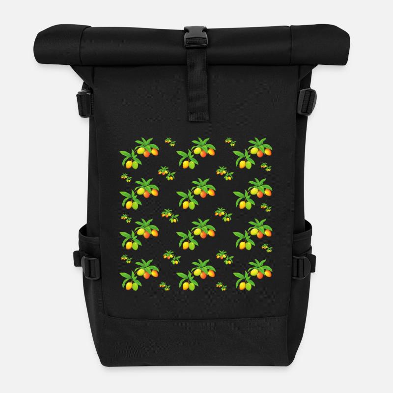Delicious Mangoes - Pattern - Roll Top Backpack - black