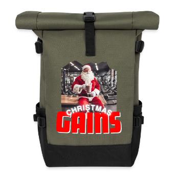 Christmas Gains Gym - Roll Top Backpack - olive/black - Front