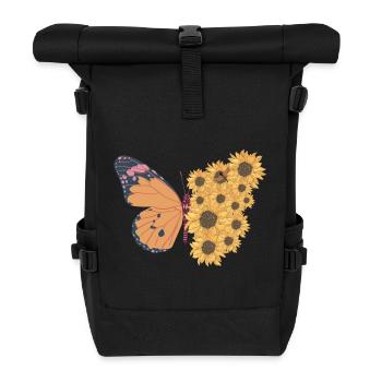 Butterfly Summer Sunflowers - Roll Top Backpack - black - Front