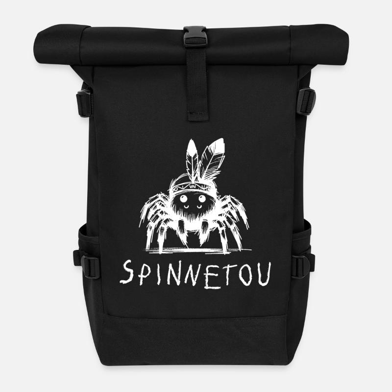 spinnetou wortspiel spinne lustig winnetou - Rolltop Rucksack - Schwarz