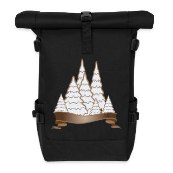 beautiful gingerbread forest for christmas - Roll Top Backpack - black - Front