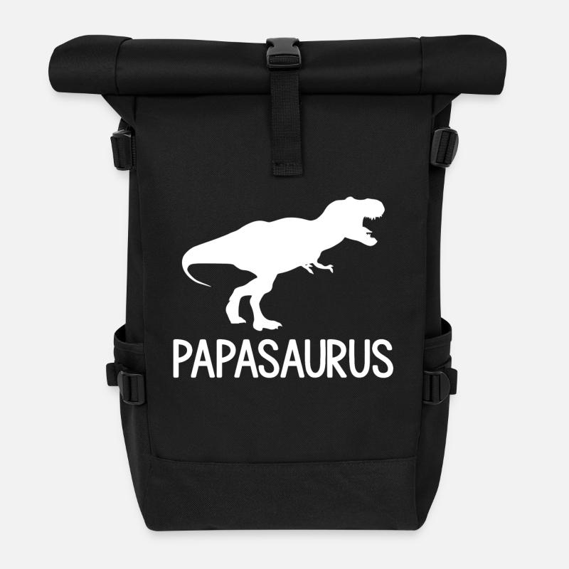 T shirt humoristique papasaurus - Sac à dos roll top - noir