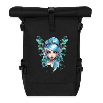 Fée Papillon aux cheveux bleus – Fantaisie - Sac à dos roll top - noir - Devant
