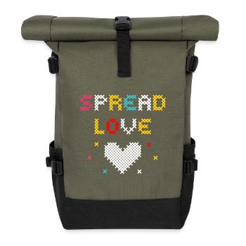 Love Pixel Heart Creative Design - Roll Top Backpack - olive/black - Front