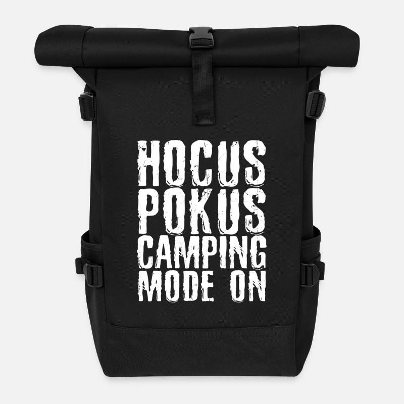 Relaxen Camping Wanderer Statement Ferien Campen - Rolltop Rucksack - Schwarz