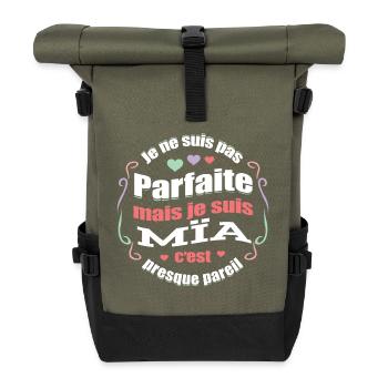 MÏA PARFAITE - PRENOM MÏA - Sac à dos roll top - olive/noir - Devant