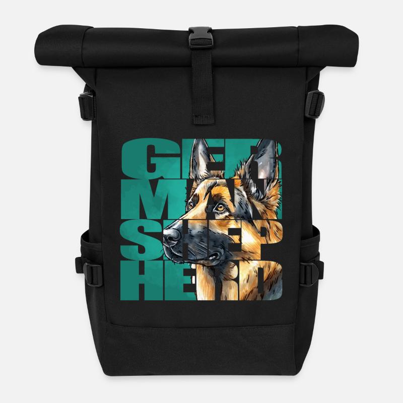 Deutscher Schäferhund Portrait - Rolltop Rucksack - Schwarz
