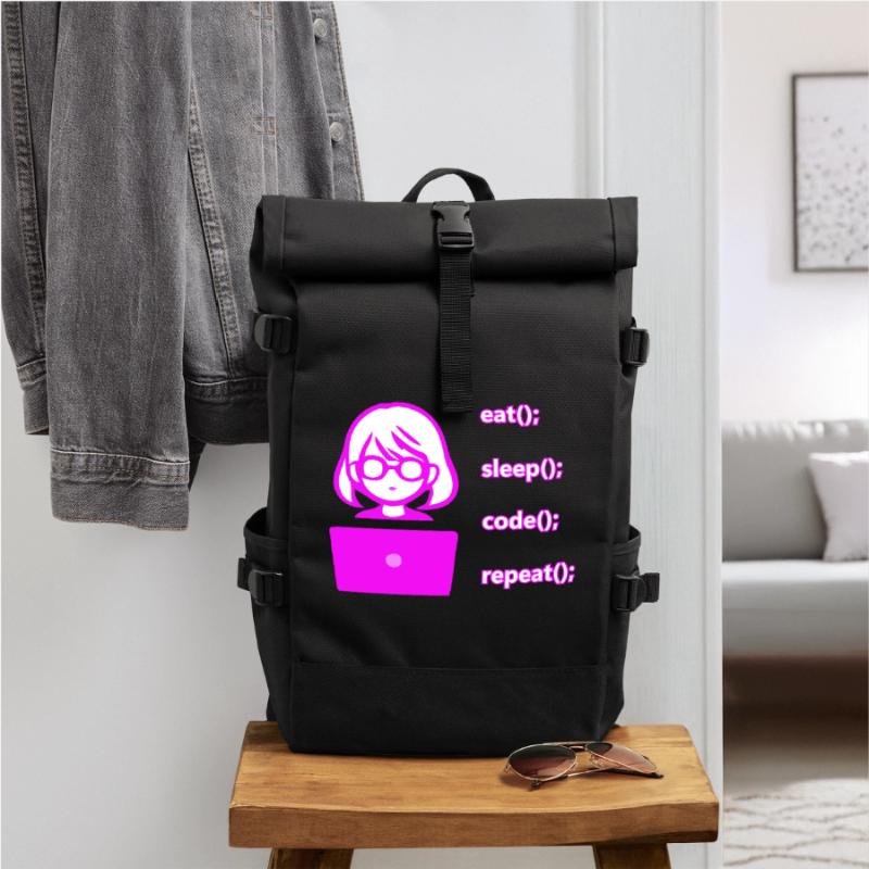 manger sommeil code répéter femme ordinateur Sac à dos roll top
