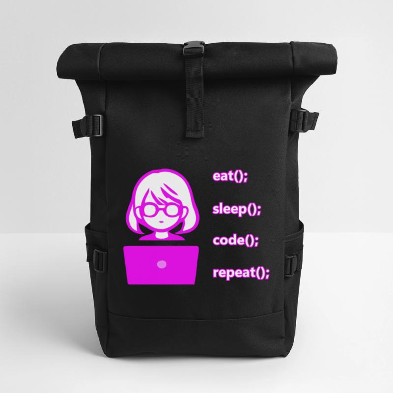 manger sommeil code répéter femme ordinateur Sac à dos roll top
