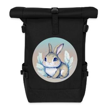 Watercolor Illustration Baby Bunny Cute Kids - Roll Top Backpack - black - Front