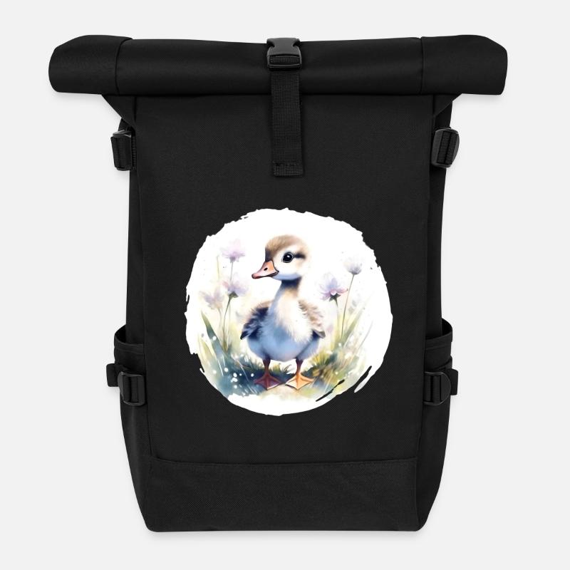 Gänse Küken Aquarell - Rolltop Rucksack - Schwarz