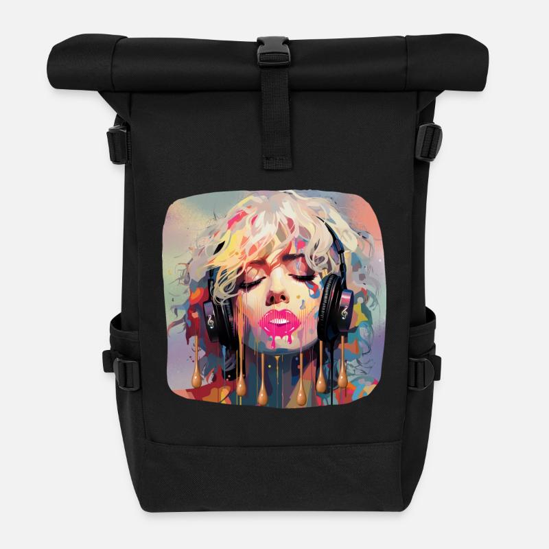 Pop Art & Music - Roll Top Backpack - black