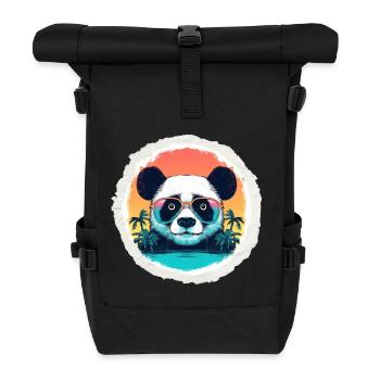 Baby-Panda im Urlaub - Rolltop Rucksack - Schwarz - Vorne