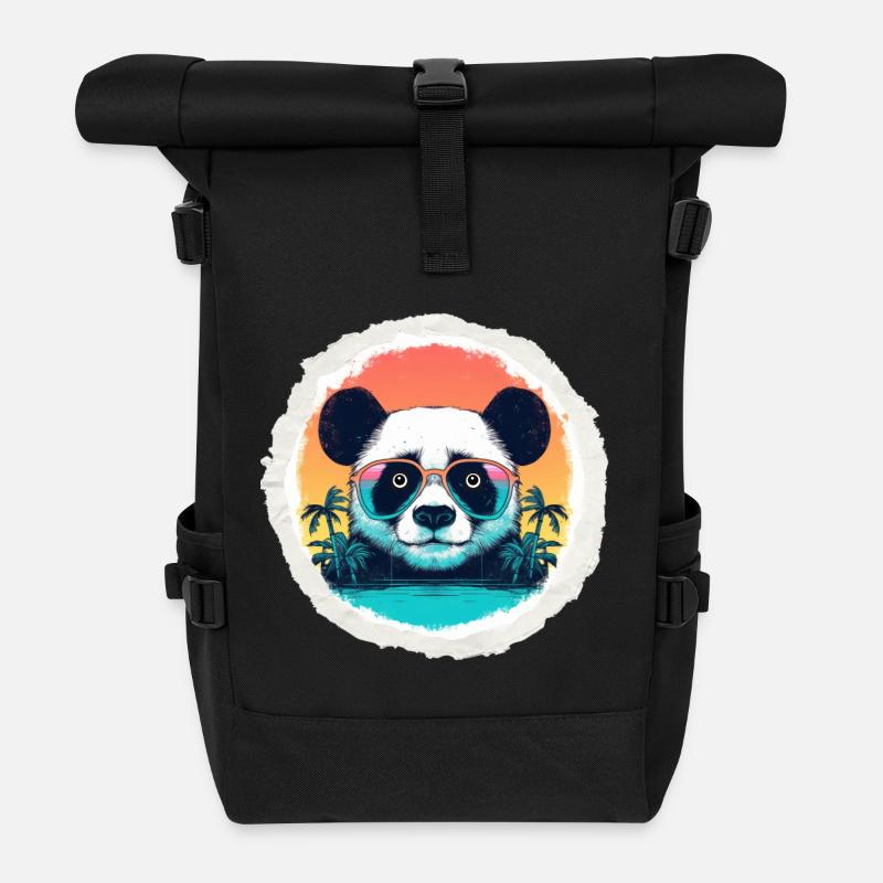 Baby panda in holidays - Roll Top Backpack - black
