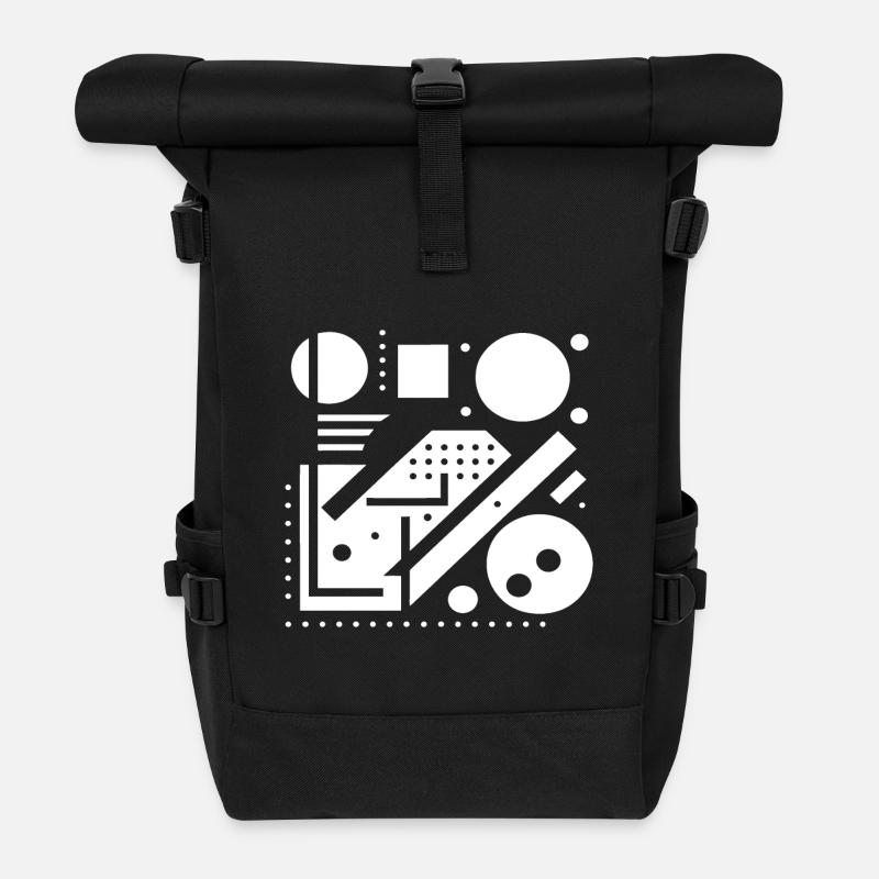 Geometrische Abstraktion Look - Rolltop Rucksack - Schwarz