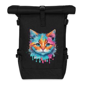 Niedliche Katze - Rolltop Rucksack - Schwarz - Vorne